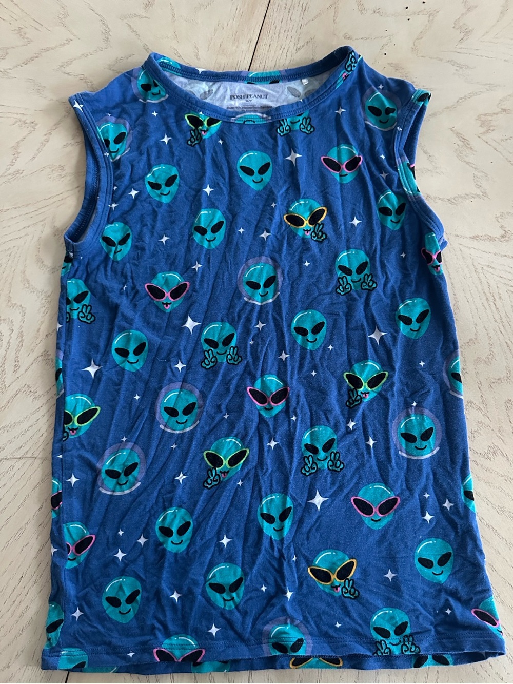 Posh Peanut Alien Blue Tank Top Boy Shirt Viscose from Bamboo 10Y